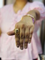 Gold Colored Open Curve Statement Ring – Airy Flowing Design, Anti-Tarnish Stainless Steel