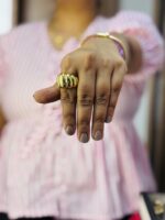 Gold Colored Domed Ridge Statement Ring – Anti-Tarnish Stainless Steel