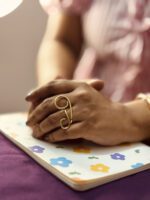 Gold Colored Abstract Swirl Loop Ring – Artistic Statement, Anti-Tarnish Stainless Steel