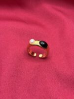 Band Ring with Black Stone – Classic Contrast Ring - Image 2