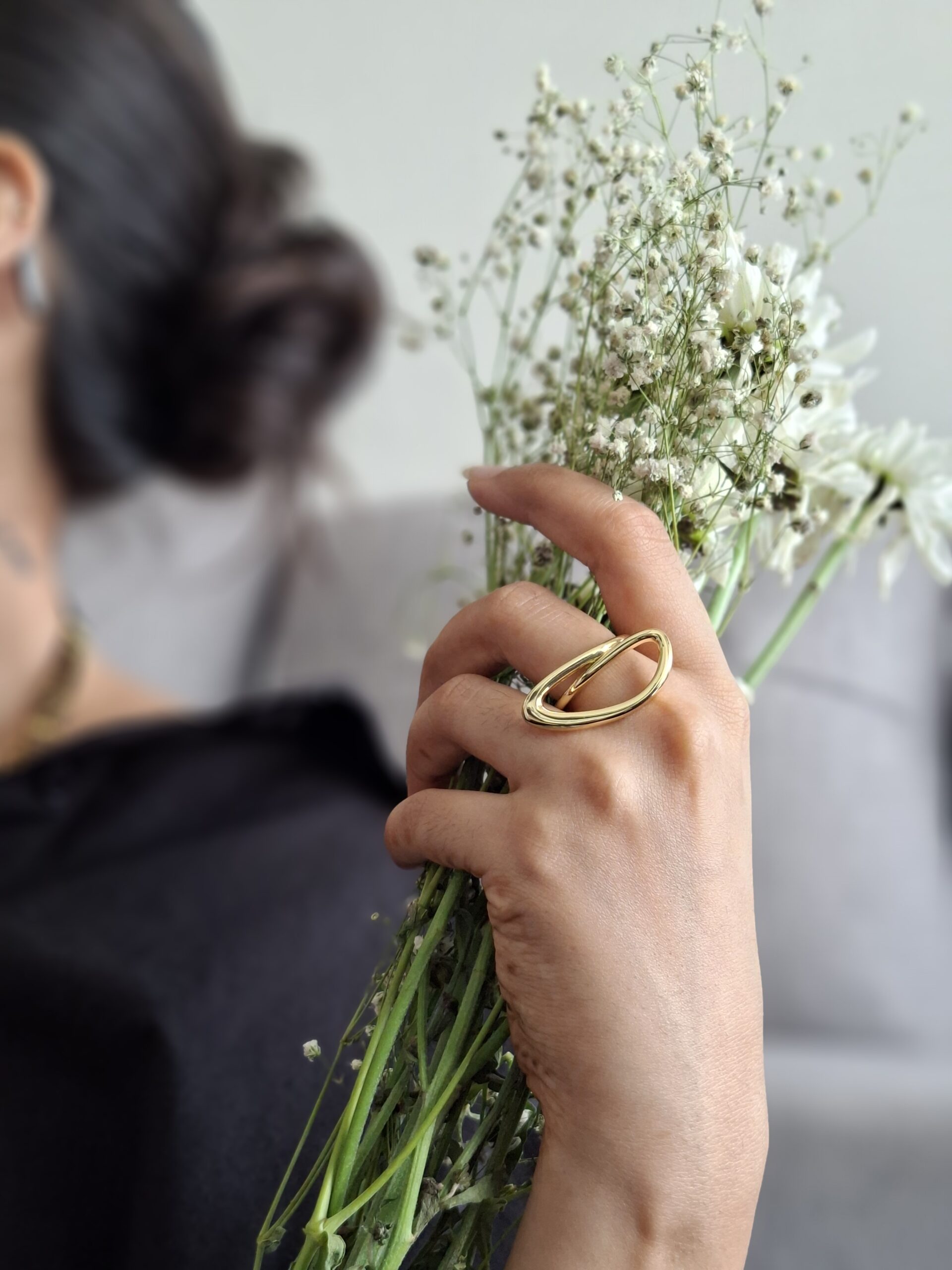 IMG_1391 Asymmetric Oval Loop Ring – Stainless Steel, Anti-Tarnish - Image 1