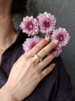 Band Ring with Stripes – Sleek Textured Gold Ring