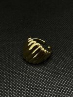 Gold Colored Ribbed Texture Statement Ring – Striped Effect, Anti-Tarnish Stainless Steel - Image 2