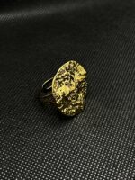 Gold Colored Carved Metal Statement Ring – Intricate Round Design, Anti-Tarnish Stainless Steel - Image 3