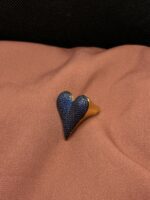 Edgy Asymmetrical Heart Ring – Blackened Metal Finish with Gemstone Accent - Image 4