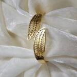 Gold Filigree Leaf Cuff Bangle