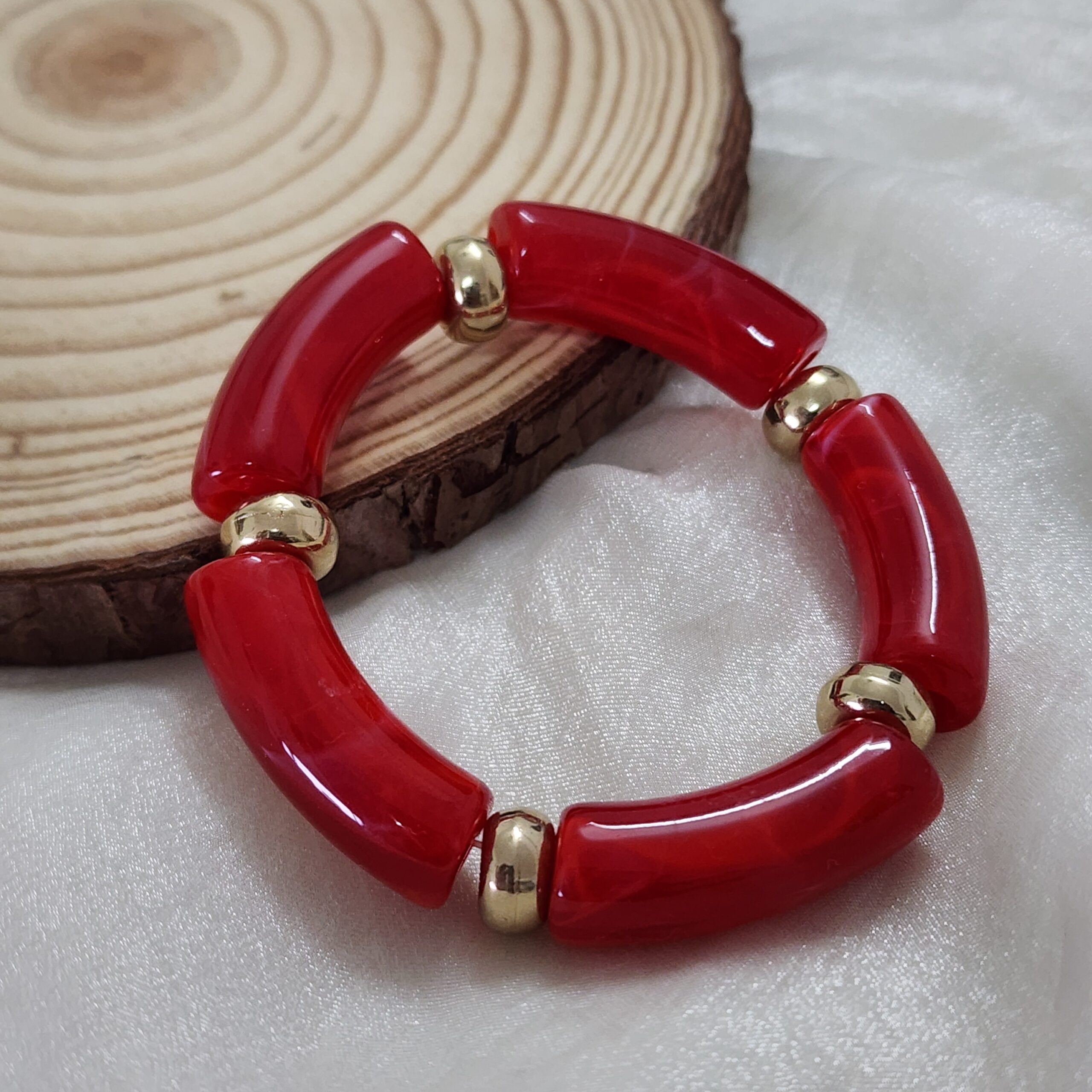 20250807_175723 Ruby Red Marbled Statement Bracelet - Image 1