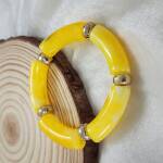 Lemon Yellow Marbled Statement Bracelet