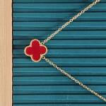 Red Clover Charm Necklace