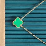 Emerald Green Clover Charm Necklace