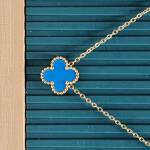 Blue Clover Charm Necklace