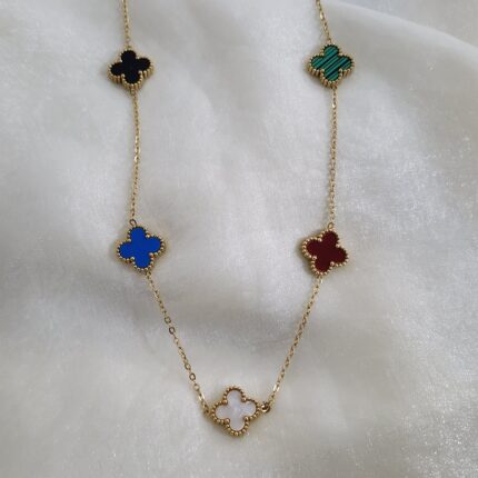 Multicolor Clover Charm Necklace