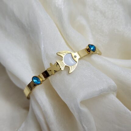 Gold Fish and Crystal Bangle