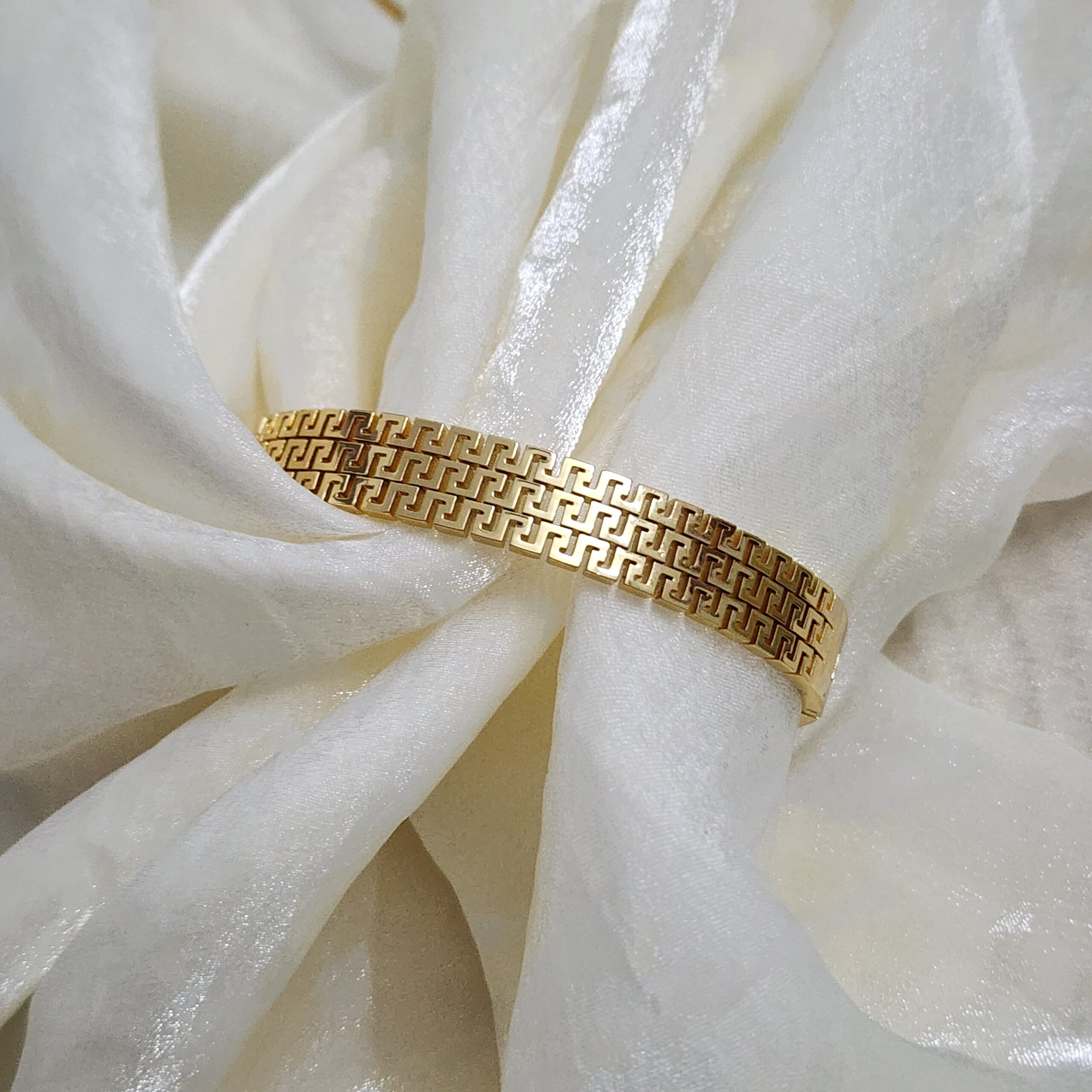 20250807_163233 Gold Greek Key Pattern Bangle - Image 1