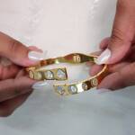 Gold and Cubic Zirconia Statement Bangle - Image 2