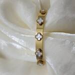 Gold Mother-of-Pearl Clover Bangle