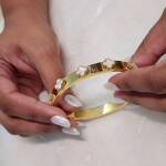 Gold Mother-of-Pearl Clover Bangle - Image 2