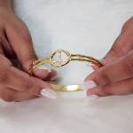 Gold Bamboo Peace Sign Bangle - Image 2