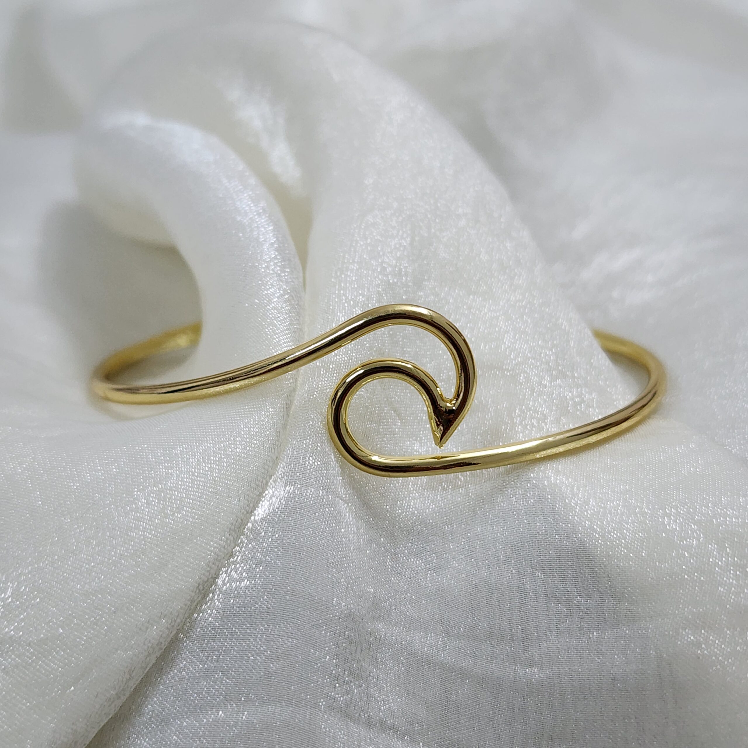 20250807_165101 Gold Ocean Wave Cuff Bangle - Image 1