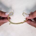 Gold Filigree Leaf Cuff Bangle - Image 2