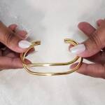 Gold Wavy Double-Band Cuff - Image 2